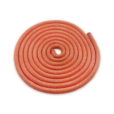 Гимнастическая скакалка оранжевая с золотым люрексом (3 метра), диаметр 10мм