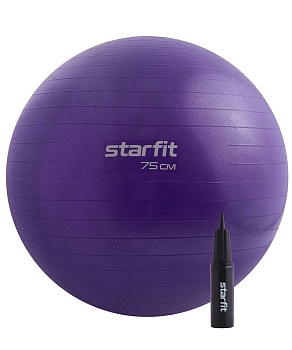 Мяч гимнастический STARFIT GB-109, антивзрыв с ручным насосом, 75см,1200г в Магазине Спорт - Пермь