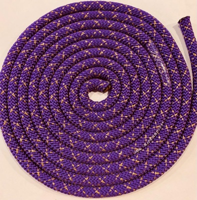 Скакалка гимнастическая PASTORELLI "Металлик", цвет: Фиолетовая скакалка с золотыми нитями Артикул: 00131