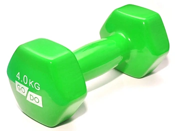 Гантель виниловая GO DO, 4кг, зеленая в Магазине Спорт - Пермь