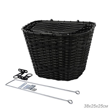 Корзина для велосипеда пластиковая с крышкой черная. / 1DVMI-13
