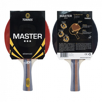 Ракетка для настольного тенниса TORRES Master 3*, TT21007, коническая ручка