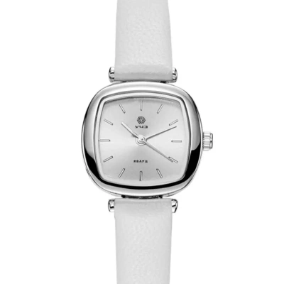 Наручные женские кварцевые часы УЧЗ 1322L-1 серебро белый ремень в магазине Спорт - Пермь