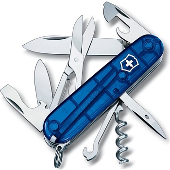Нож Victorinox 1.3703.T2 CLIMBER, 91 мм, полупрозрачный синий