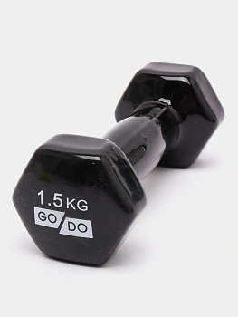 Гантель виниловая GO DO, 1.5кг, серый в Магазине Спорт - Пермь