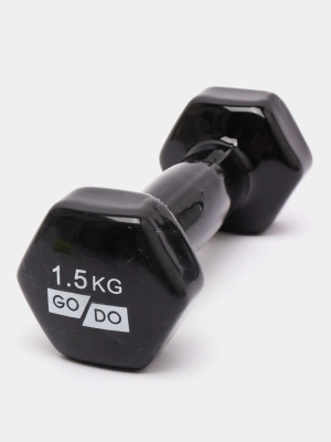 Гантель виниловая GO DO, 1.5кг, серый в Магазине Спорт - Пермь
