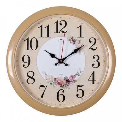 Настенные часы Рубин 6026-006 круг d=29см, корпус бежевый "Весенние" в магазине Спорт - Пермь