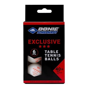 Мяч для настольного тенниса Donic Exclusive, 3 звезды, цвет: белый, 6 штук