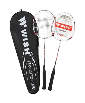 Набор для бадминтона WISH Steeltec 9K, 2 ракетки белый/красный
