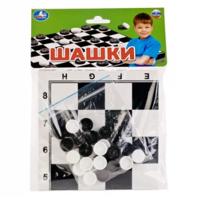 Шашки пластмассовые с картонным полем