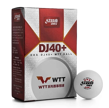 Мяч для настольного тенниса DHS 3***, DJ40+ WTT ITTF, белые (6 штук)