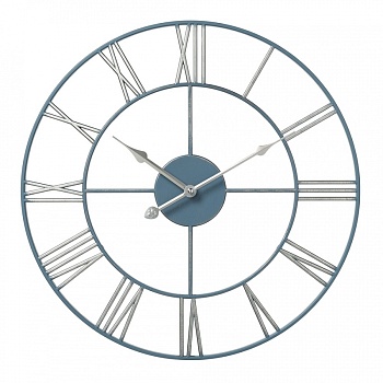 Настенные часы Рубин 4848-006 круг d=45,5см, открытая стрелка, корпус синий с серебром"Классика" в магазине Спорт - Пермь