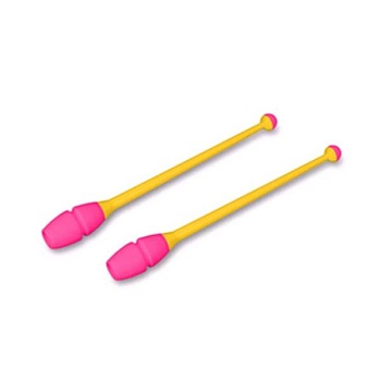Булавы для художественной гимнастики Indigo 41 см, вставляющиеся, желто-розовые (IN018)