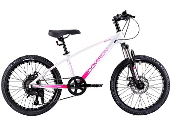 Велосипед COMIRON RAPID R20W, 20”(рама 11,5), цвет белый глянцевый/розовый пич неон