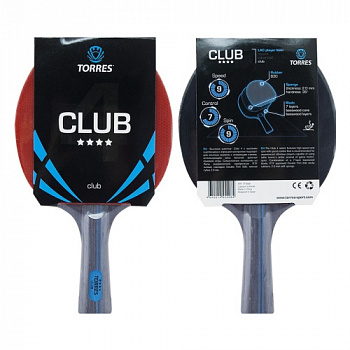 Ракетка для настольного тенниса TORRES Club 4*, TT21008, коническая ручка