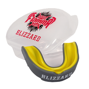 Капа FLAMMA Blizzard Colorless с футляром MGF-031gy (гель+резина), взрослая (11+), серо-желтая в магазине Спорт - Пермь