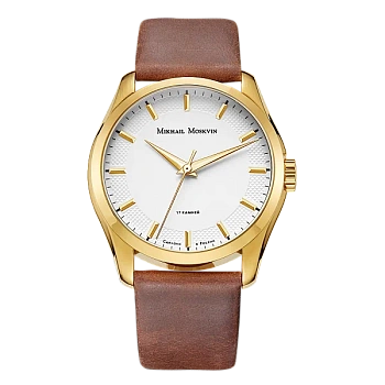 Наручные часы мужские Mikhail Moskvin 1293B2L4 механические золото коричневый ремень в магазине Спорт - Пермь