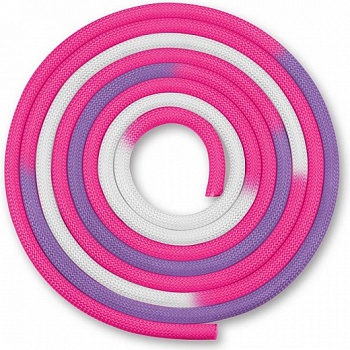 Скакалка для художественной гимнастики утяжеленная трехцветная INDIGO IN369, 3м, 165 г, цвет белый/сиреневый/цикламеновый