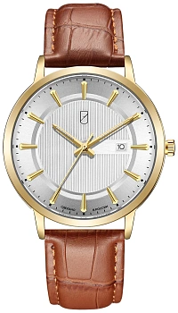 Наручные кварцевые часы мужские Mikhail Moskvin 1521A2L4 классика серебро черный ремень в магазине Спорт - Пермь