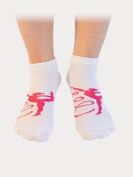 Носки спортивные с большим рисунком гимнастки Korri НС-44, белые