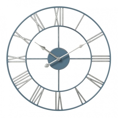 Настенные часы Рубин 4848-006 круг d=45,5см, открытая стрелка, корпус синий с серебром"Классика" в магазине Спорт - Пермь
