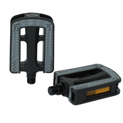 Педаль MTB HONGDING HD-823, 9/16 резьба, PP корпус, сталь. подшипник, 108х73мм, с рефлектором, антискользящие TPR, 2S ось, black, 1 пара в Магазине Спорт - Пермь